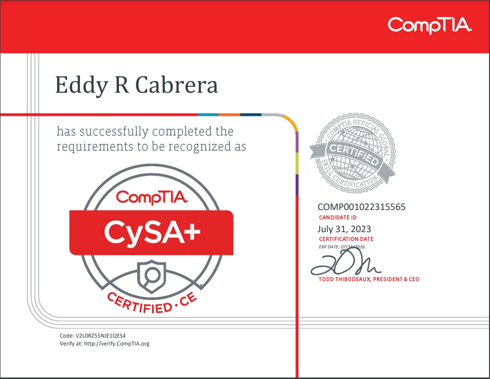 CYSA-certificate